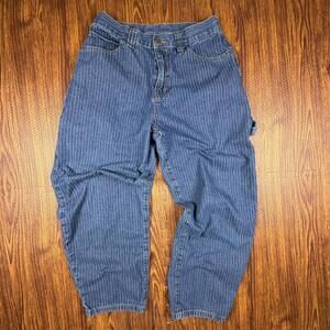 SHEIN Womens Size 30 Blue Pinstripe Wide Leg Jeans High Rise Denim 90's Baggy